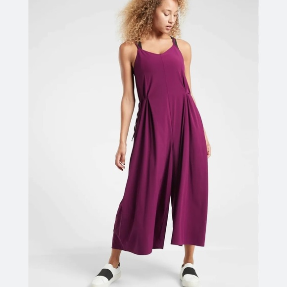 Athleta Pants - Athleta Suyulita wide legged jumpsuit in fushia plum color. Size 2